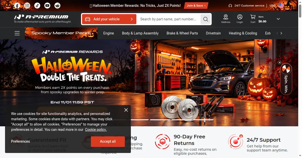 A picture of the homepage of a-premium.com