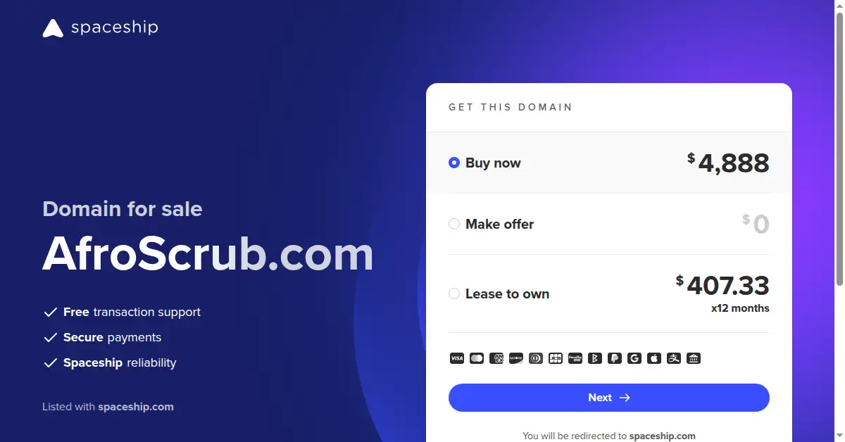 A picture of the homepage of afroscrub.com