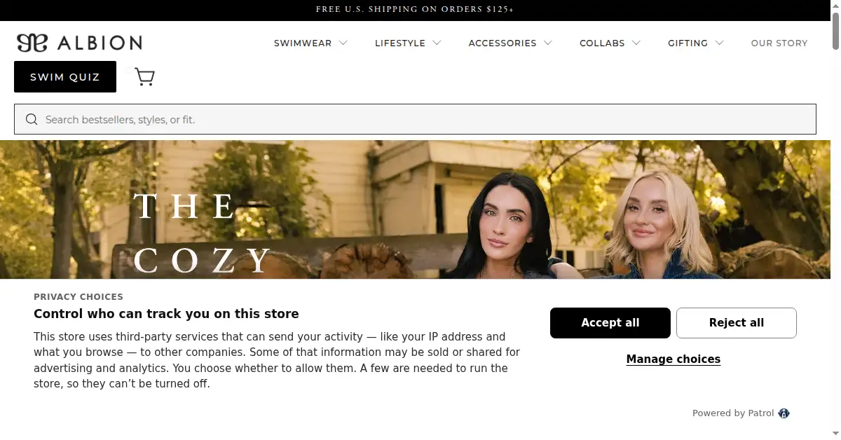 A picture of the homepage of albionfit.com