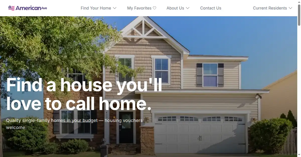 A picture of the homepage of americanave.com