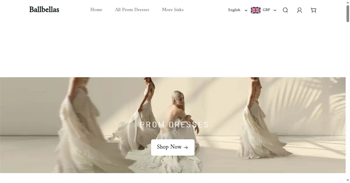 A picture of the homepage of ballbellas.com