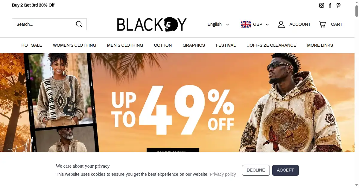 A picture of the homepage of blackdy.com