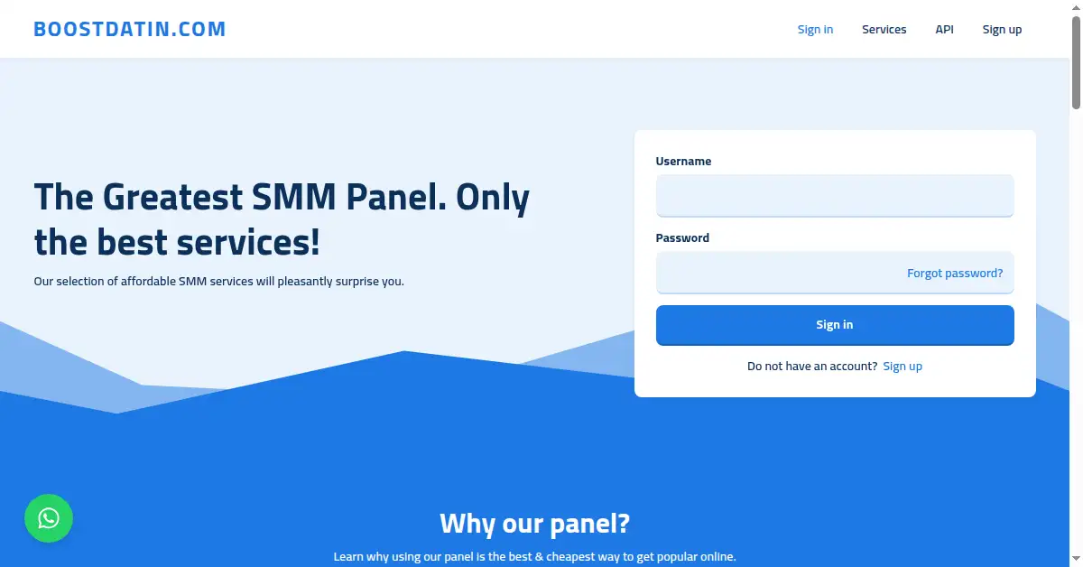 A picture of the homepage of boostdatin.com