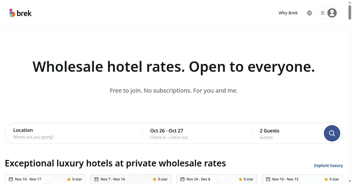 A picture of the homepage of brek.com
