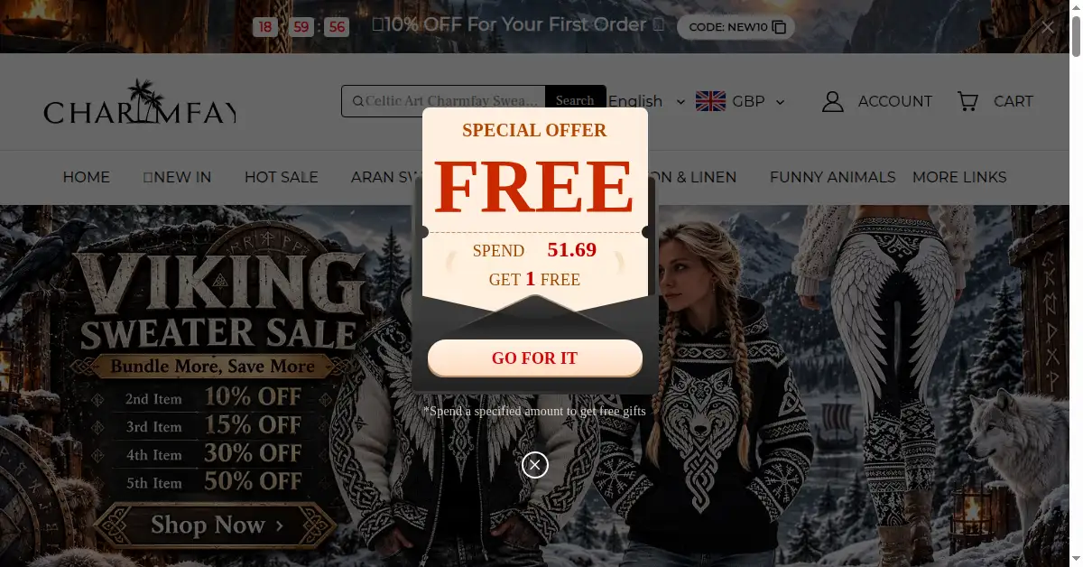 A picture of the homepage of charmfay.com