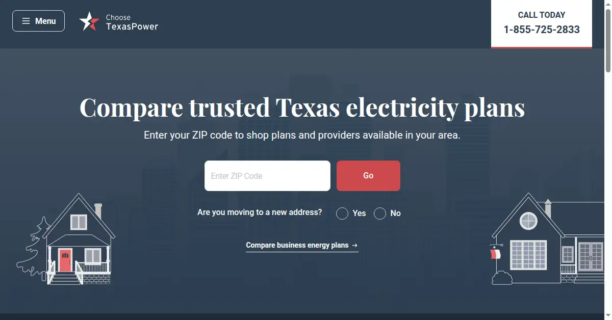 A picture of the homepage of choosetexaspower.org