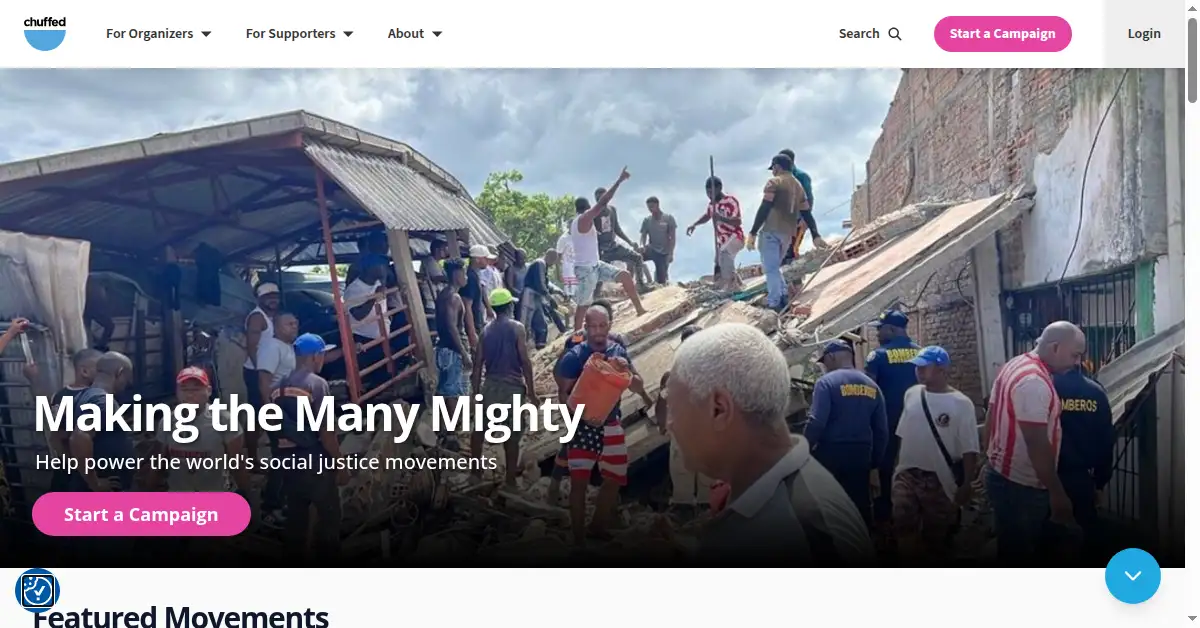 A picture of the homepage of chuffed.org