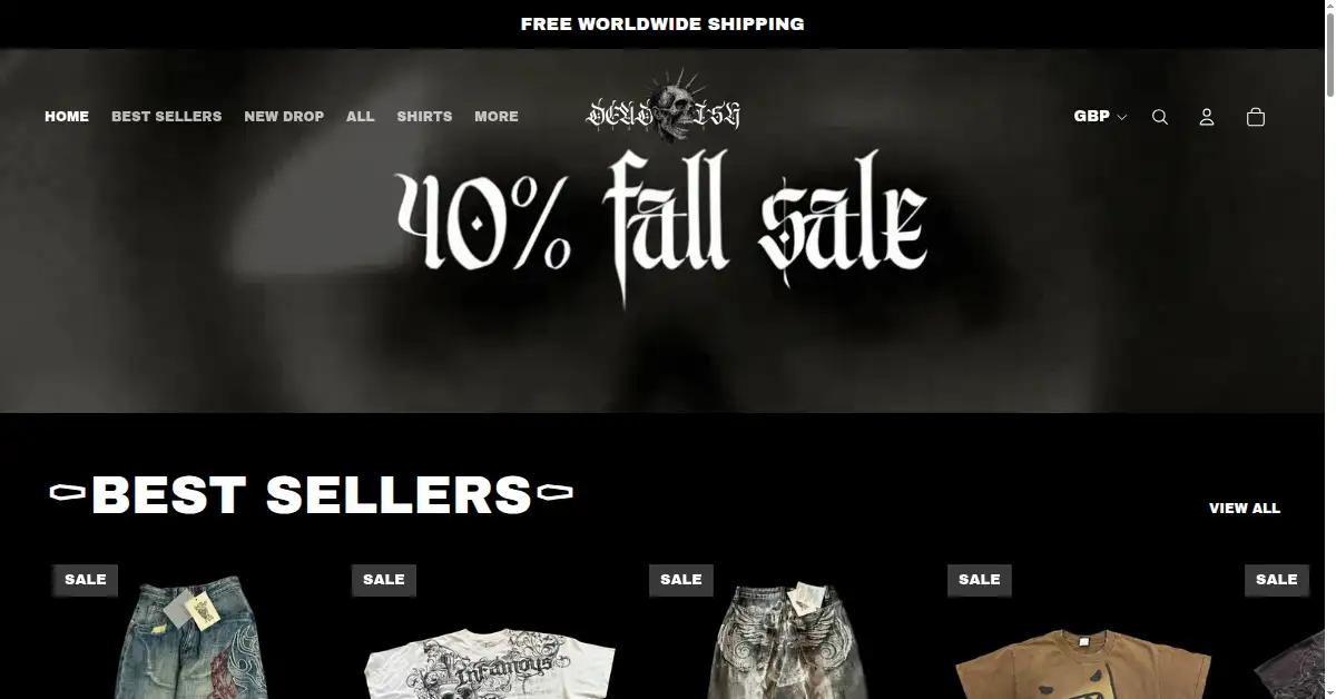 A picture of the homepage of deadishstudios.com