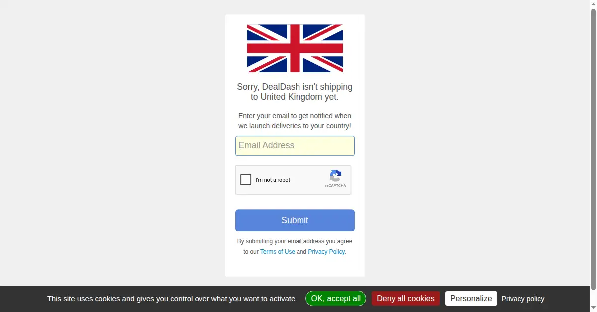 A picture of the homepage of dealdash.com