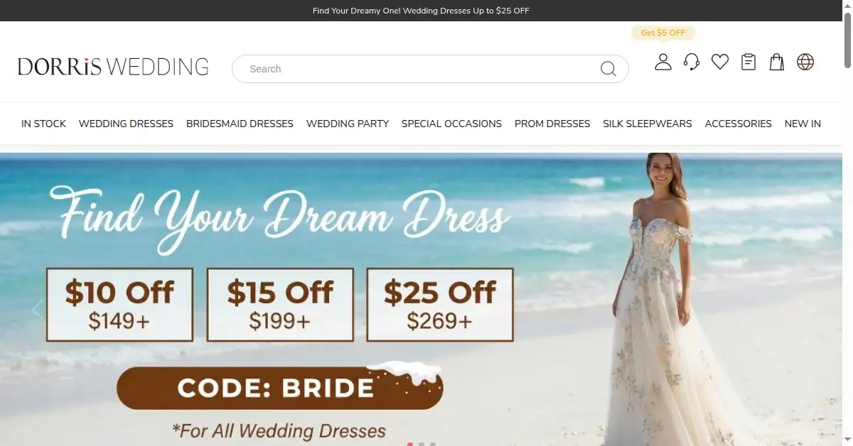 A picture of the homepage of dorriswedding.com