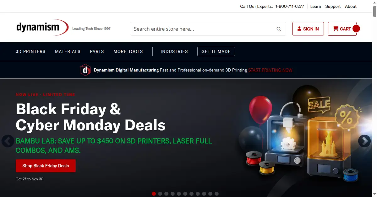 A picture of the homepage of dynamism.com