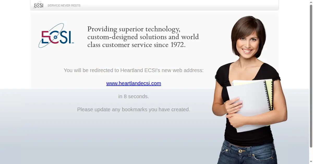 A picture of the homepage of ecsi.net