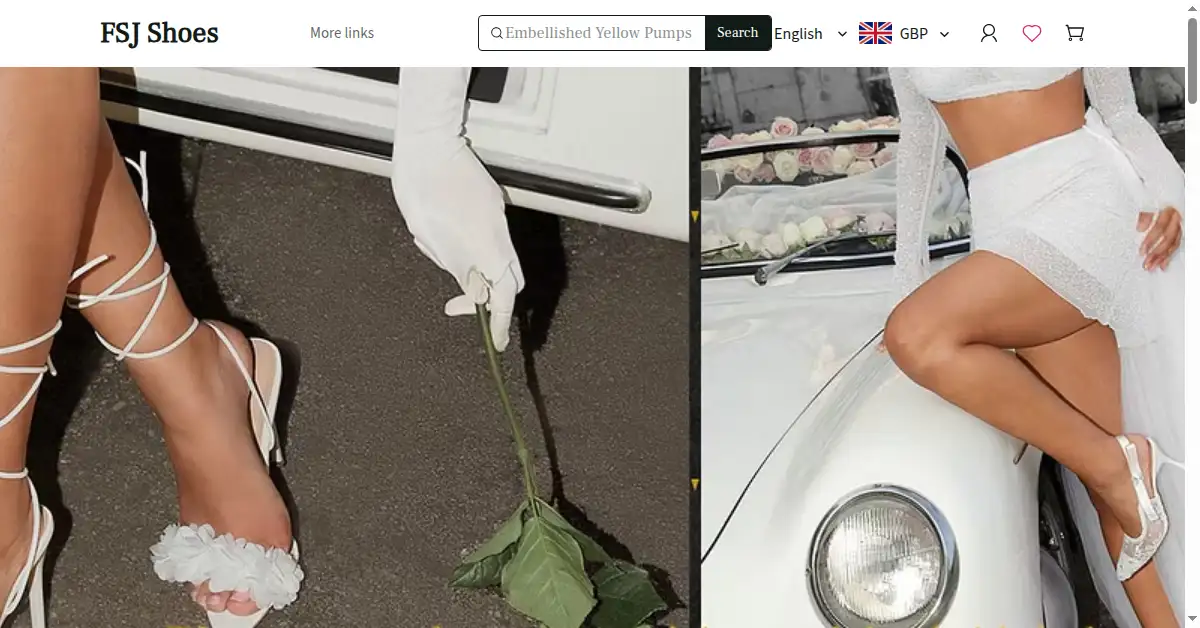 A picture of the homepage of fsjshoes.com