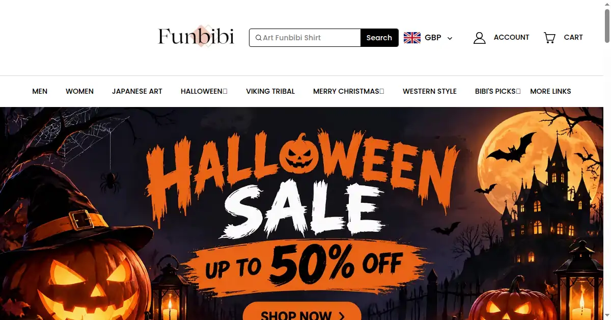 A picture of the homepage of funbibi.com