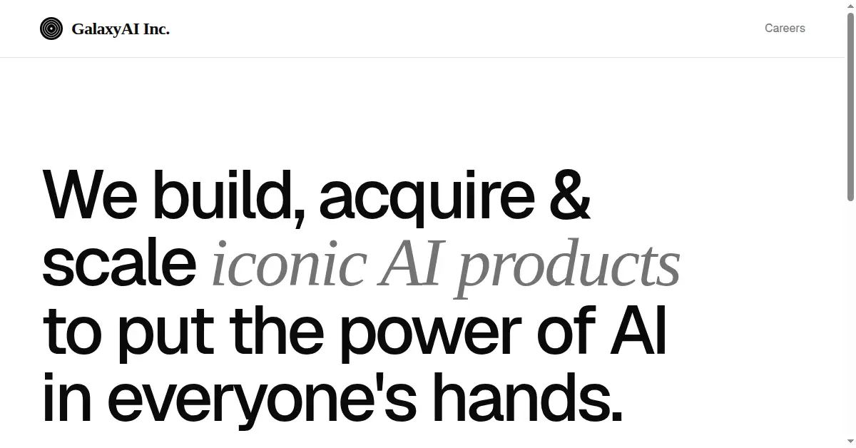 A picture of the homepage of galaxy.ai