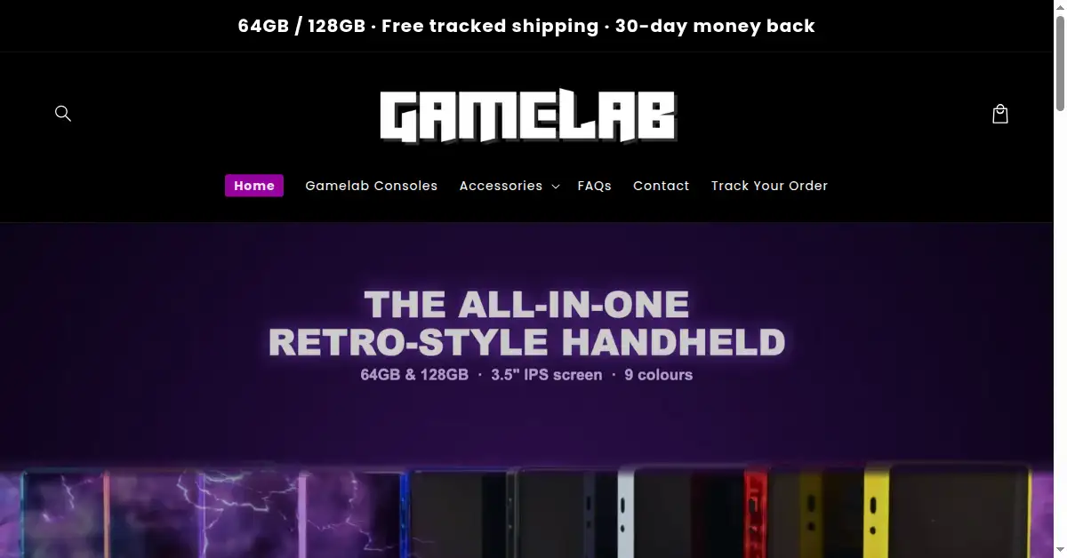 A picture of the homepage of gamelabusa.com