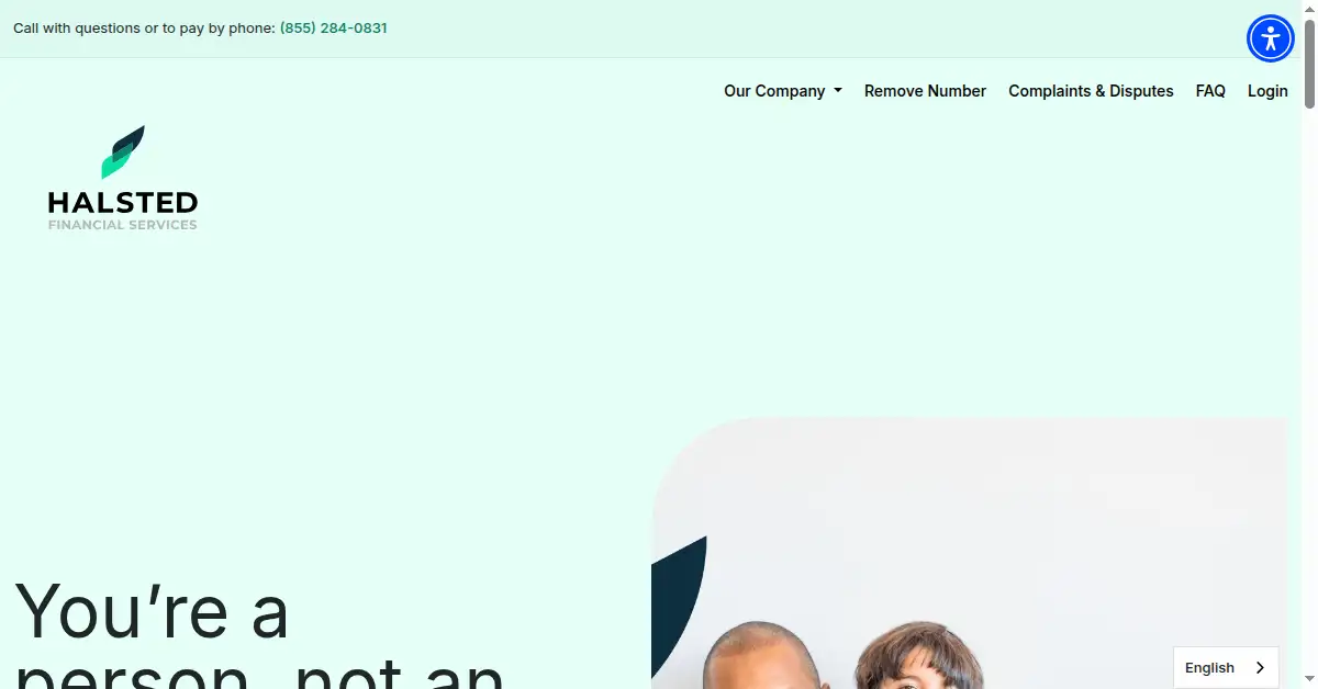 A picture of the homepage of halstedfinancial.com