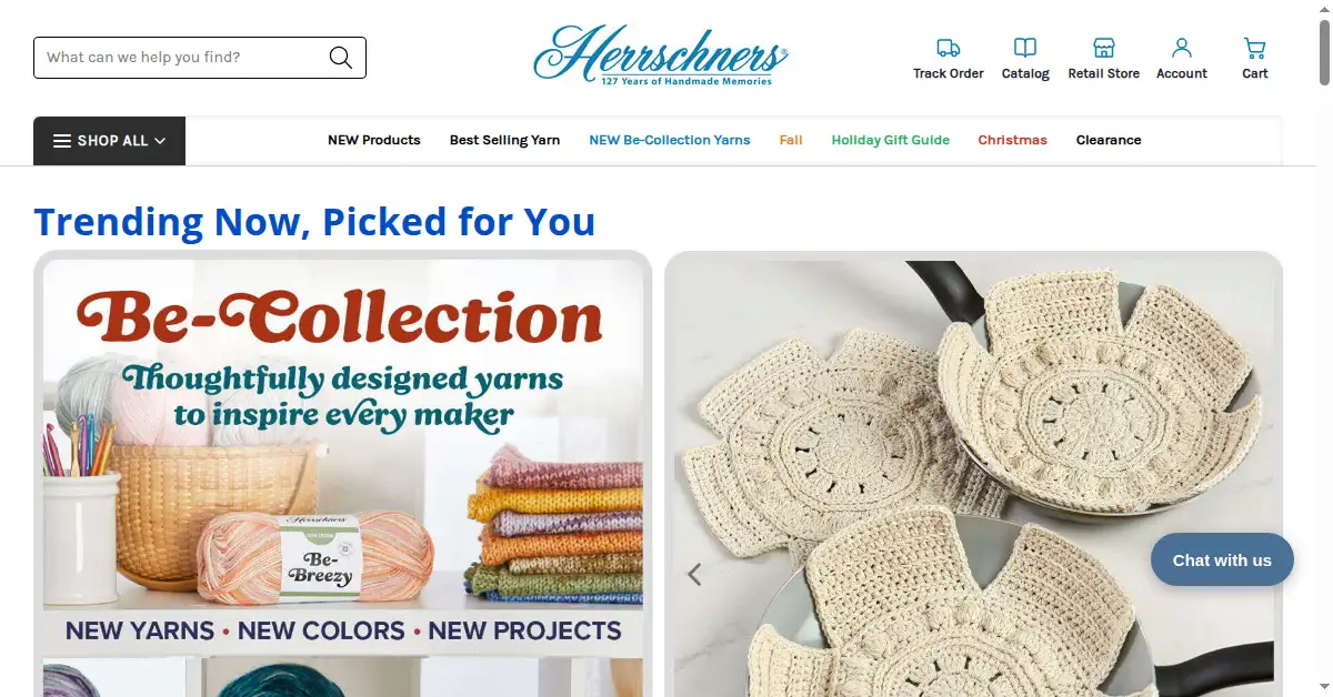 A picture of the homepage of herrschners.com