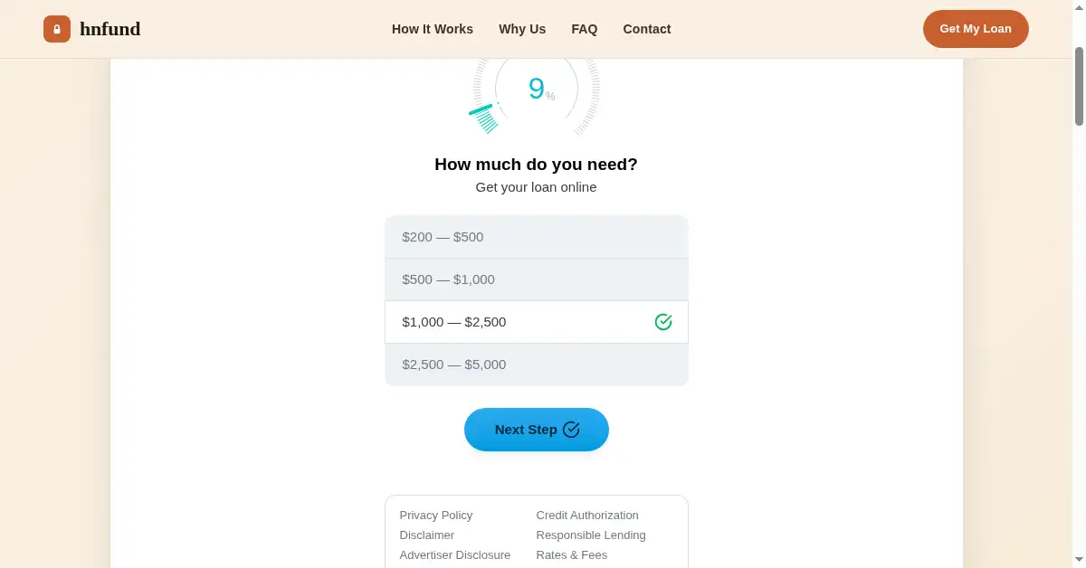 A picture of the homepage of hnfund.com