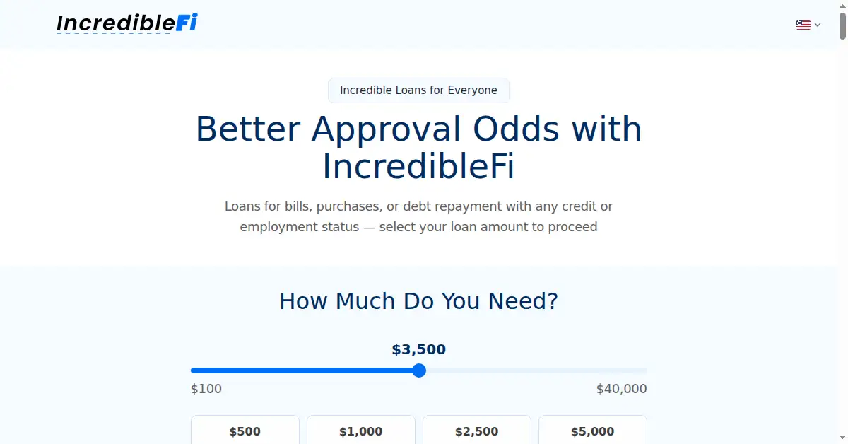 A picture of the homepage of incrediblefi.com