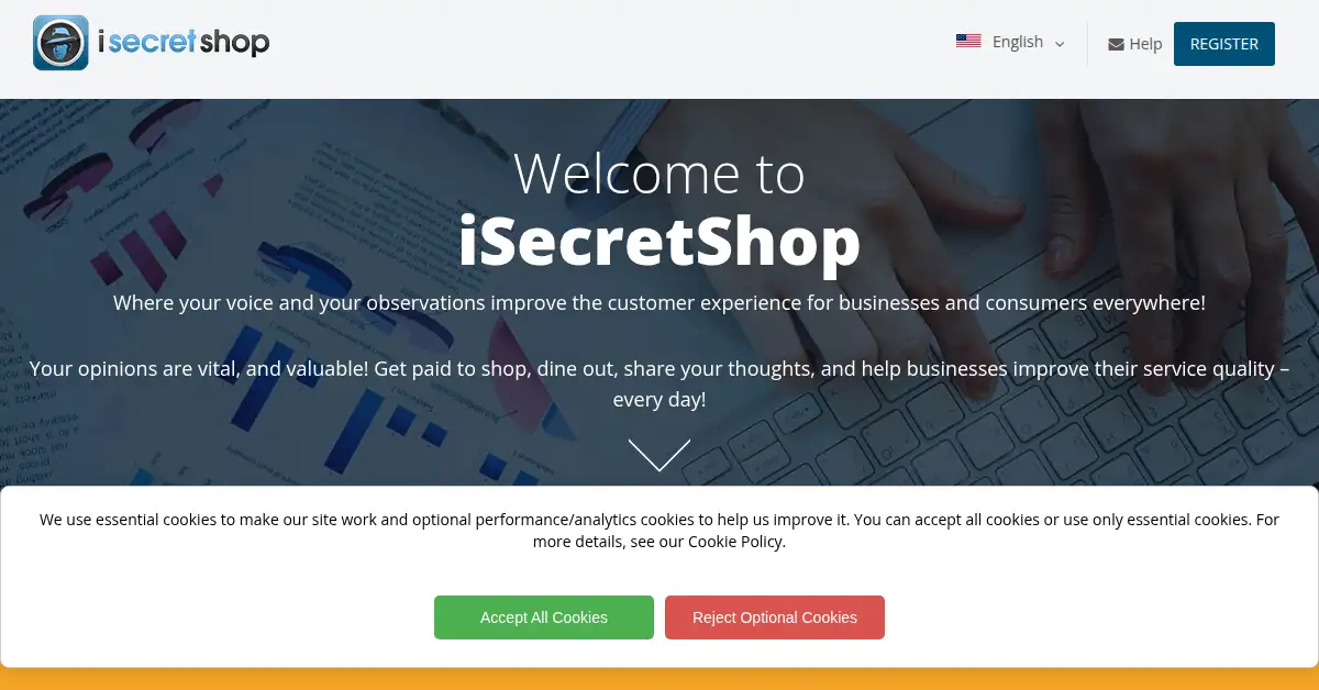 A picture of the homepage of isecretshop.com