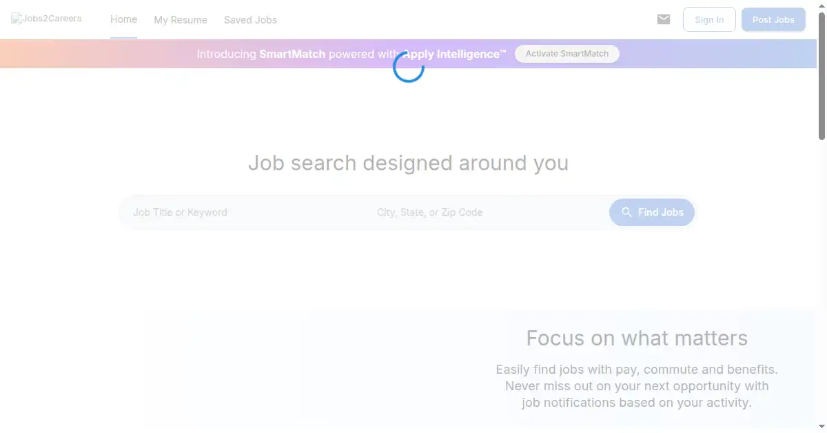 A picture of the homepage of jobs2careers.com