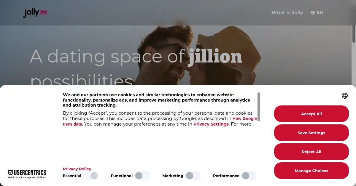 A picture of the homepage of jolly.me