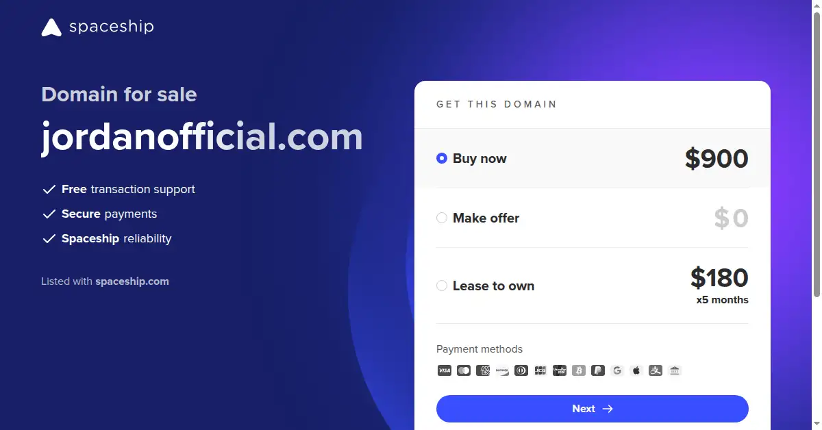 A picture of the homepage of jordanofficial.com