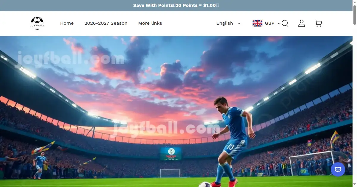 A picture of the homepage of joyfball.com
