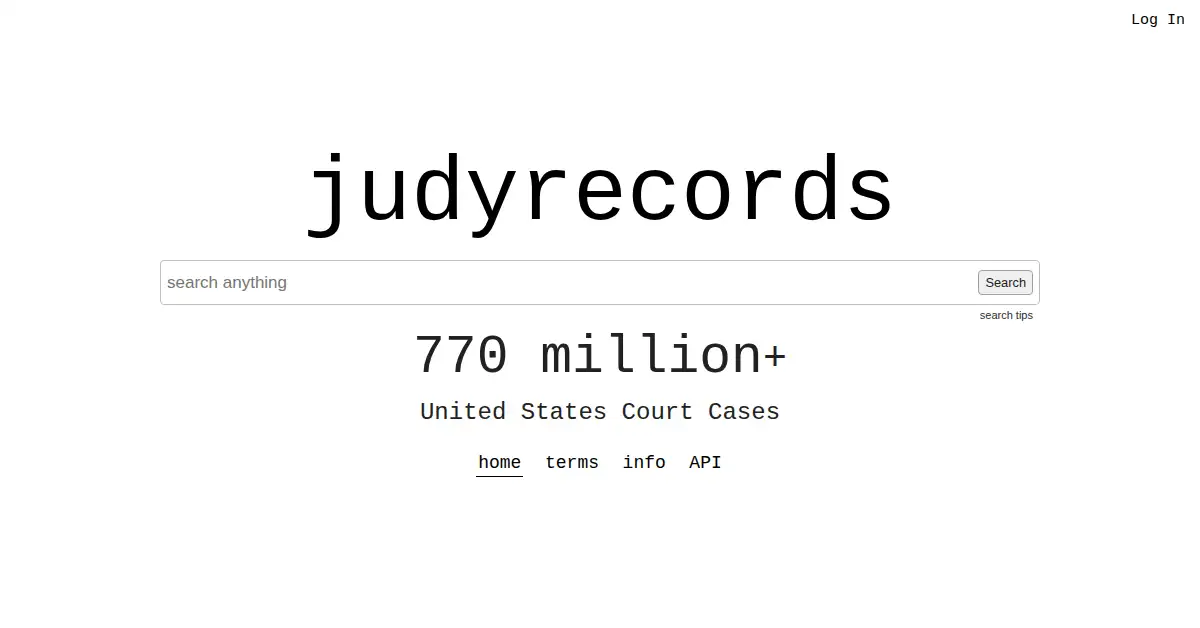 A picture of the homepage of judyrecords.com