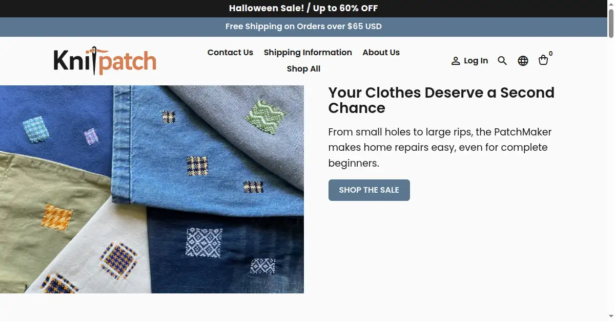 A picture of the homepage of knitpatch.com