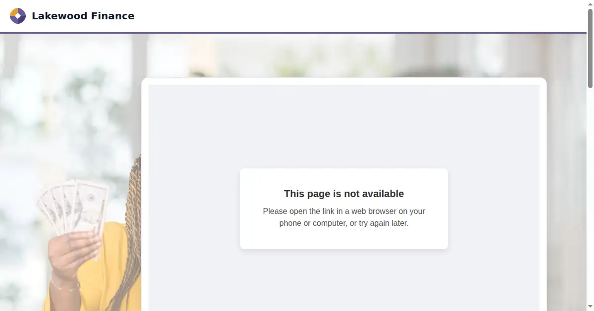 A picture of the homepage of lakewoodfinance.com
