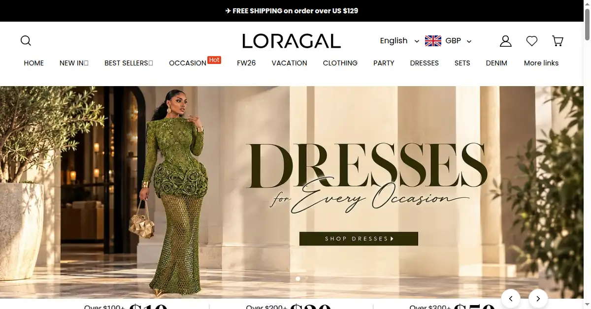 A picture of the homepage of loragal.com