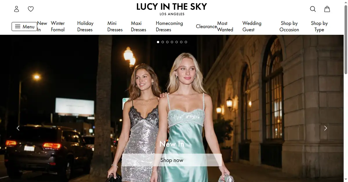 A picture of the homepage of lucyinthesky.com