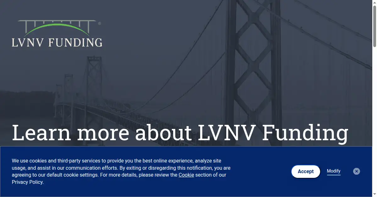 A picture of the homepage of lvnvfunding.com
