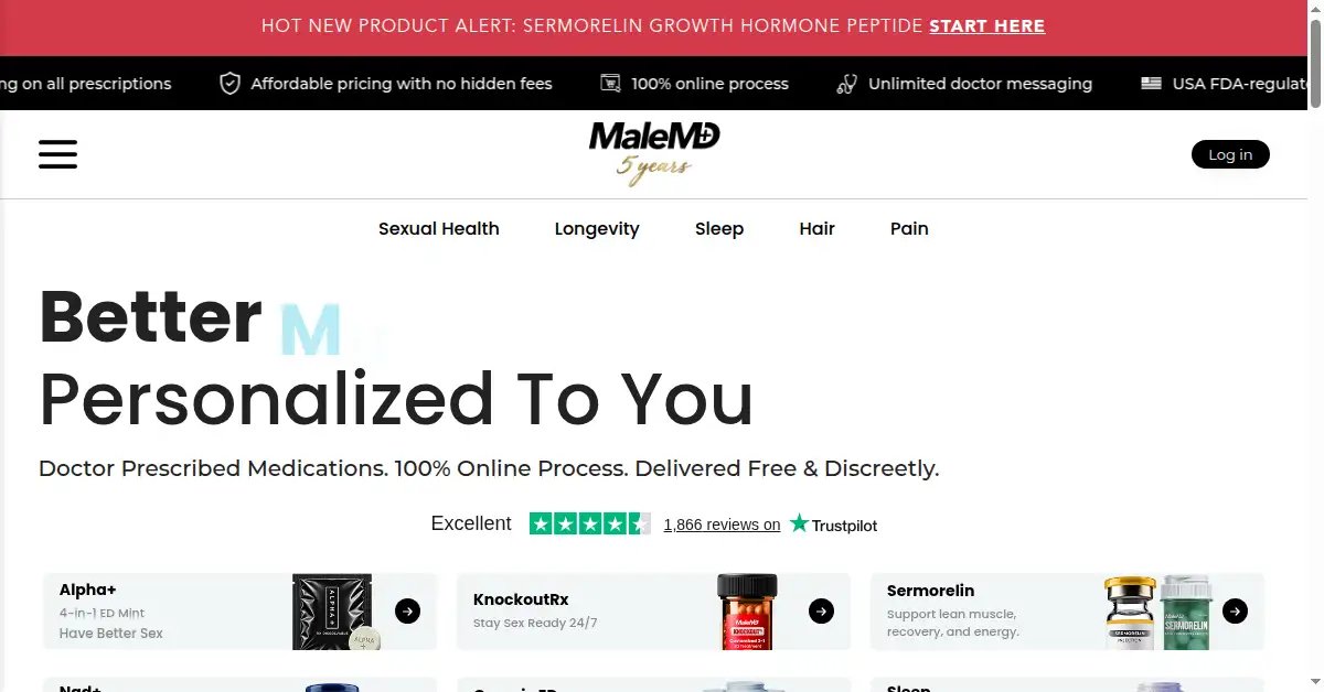 A picture of the homepage of malemd.com