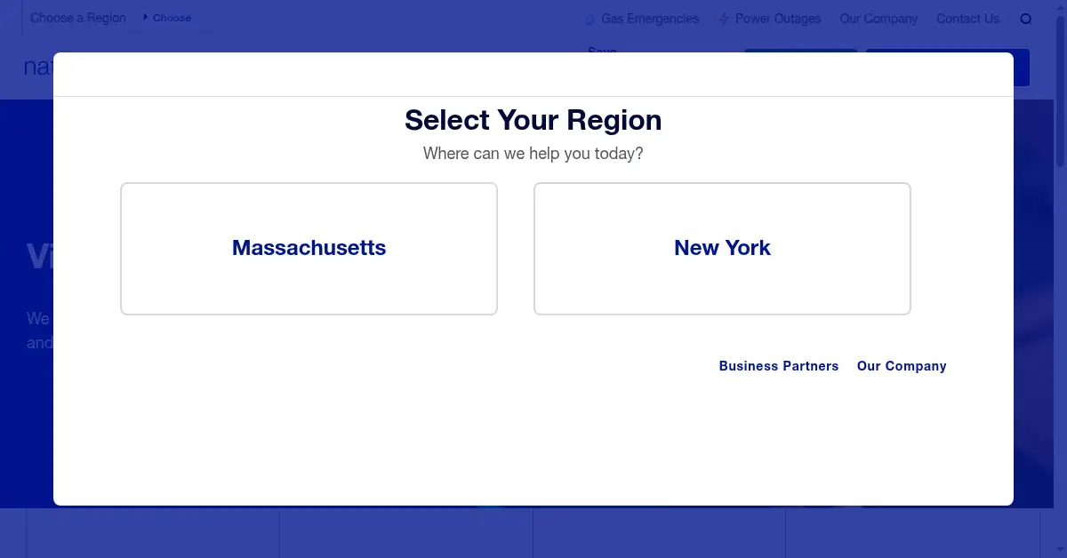A picture of the homepage of nationalgridus.com