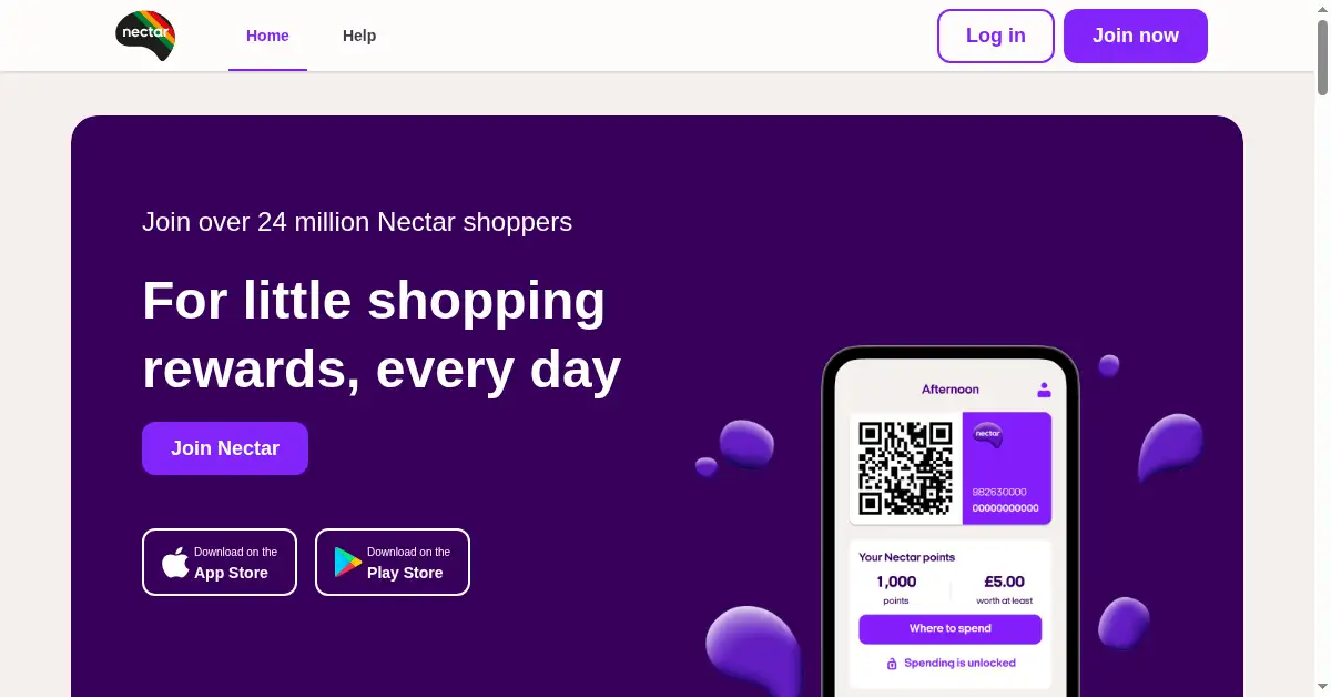 A picture of the homepage of nectar.com
