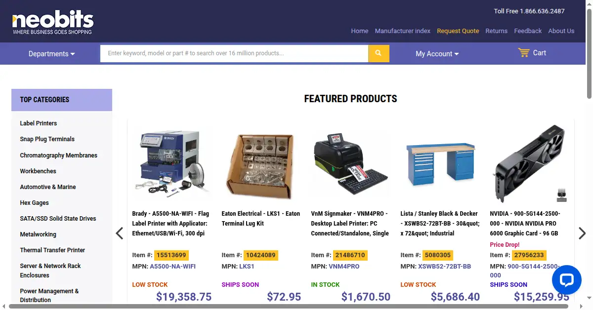 A picture of the homepage of neobits.com