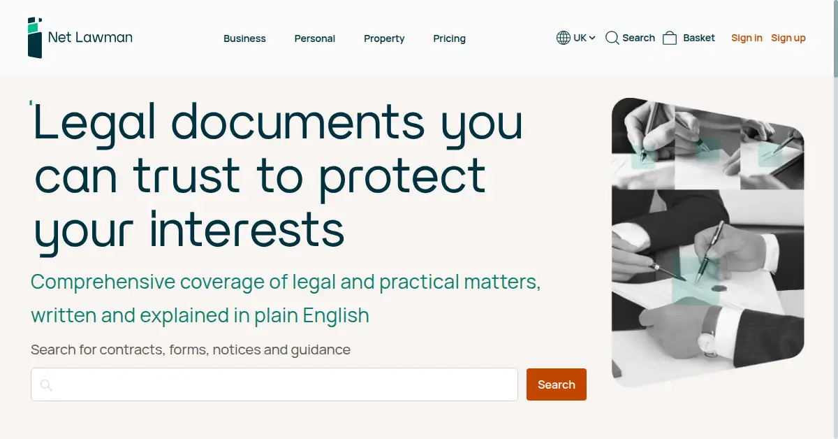 A picture of the homepage of netlawman.co.uk
