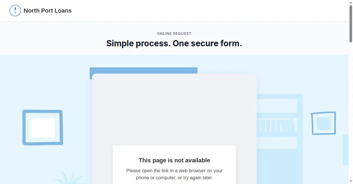 A picture of the homepage of northportloans.com