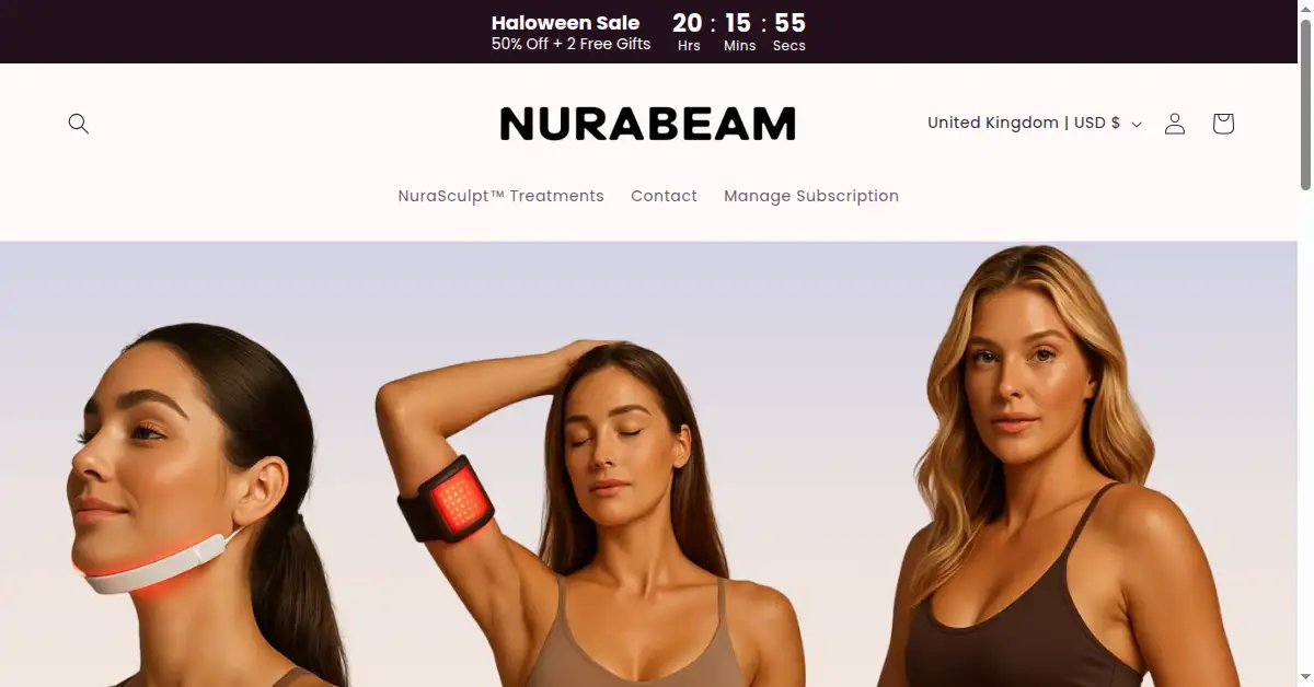 A picture of the homepage of nurabeam.com
