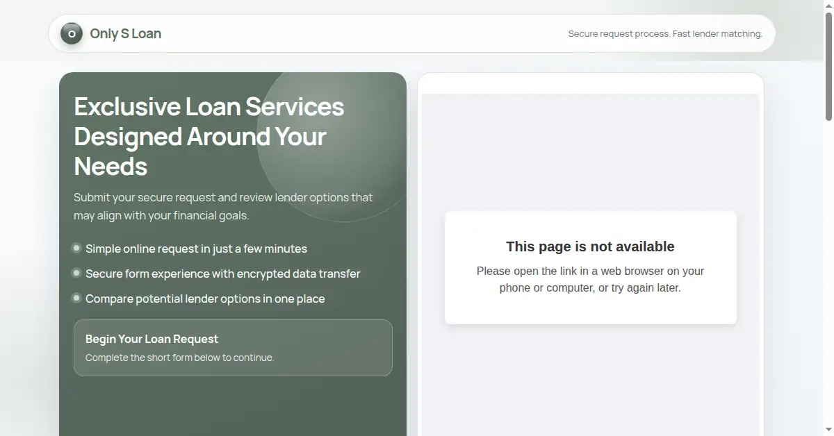 A picture of the homepage of onlysloan.com