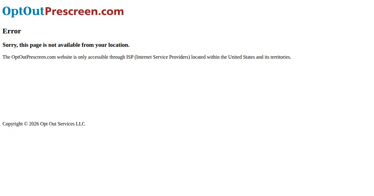 A picture of the homepage of optoutprescreen.com