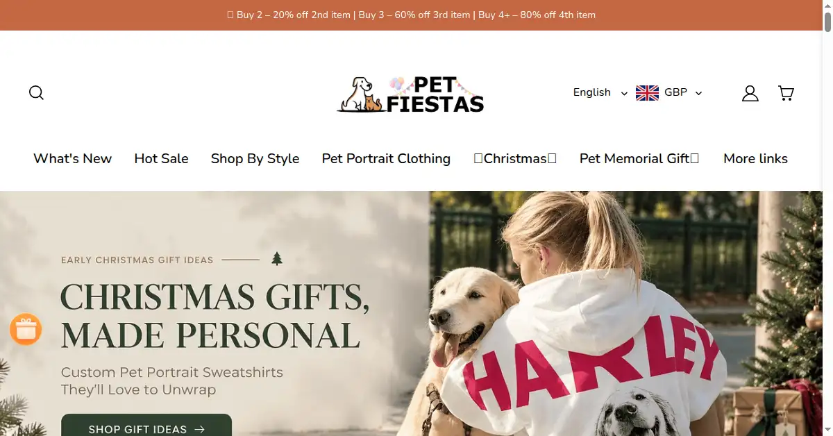 A picture of the homepage of petfiestas.com