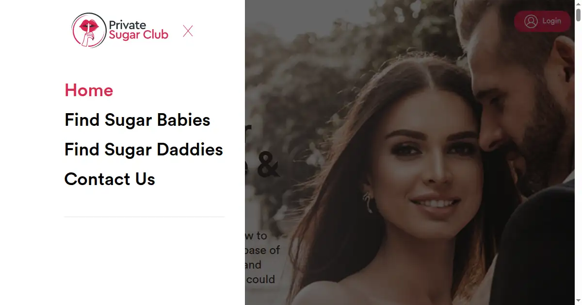A picture of the homepage of privatesugarclub.com