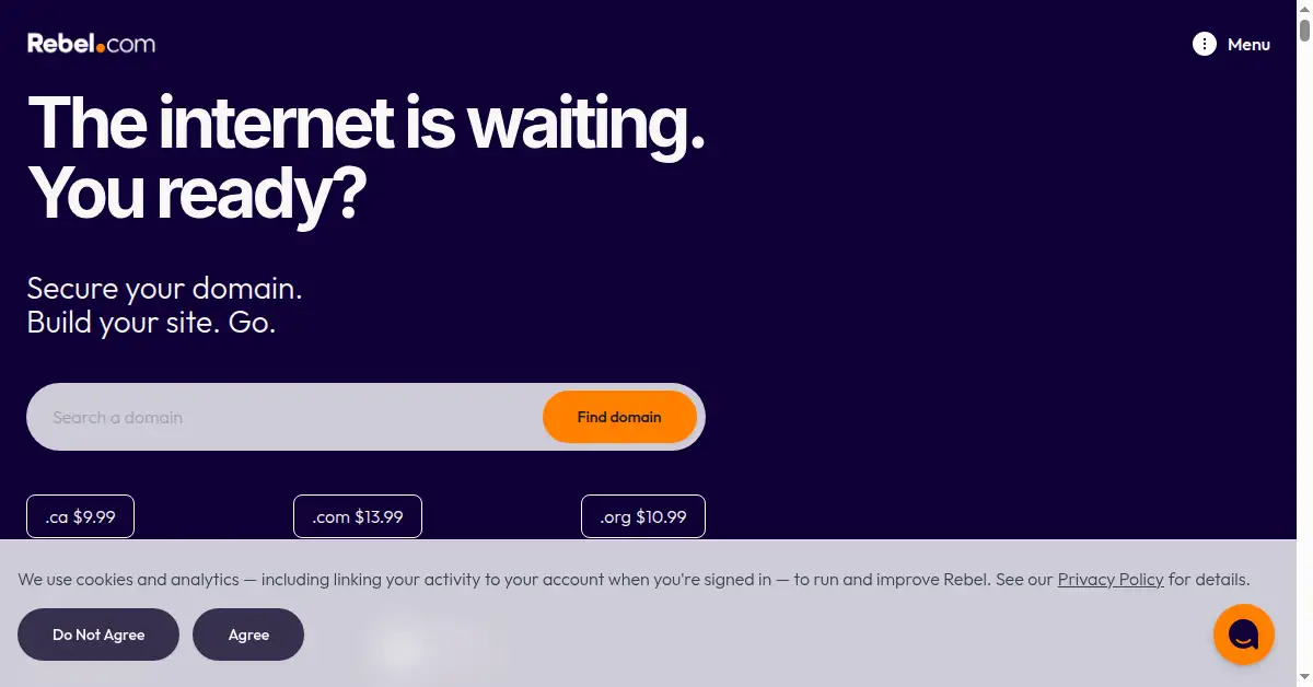 A picture of the homepage of rebel.com