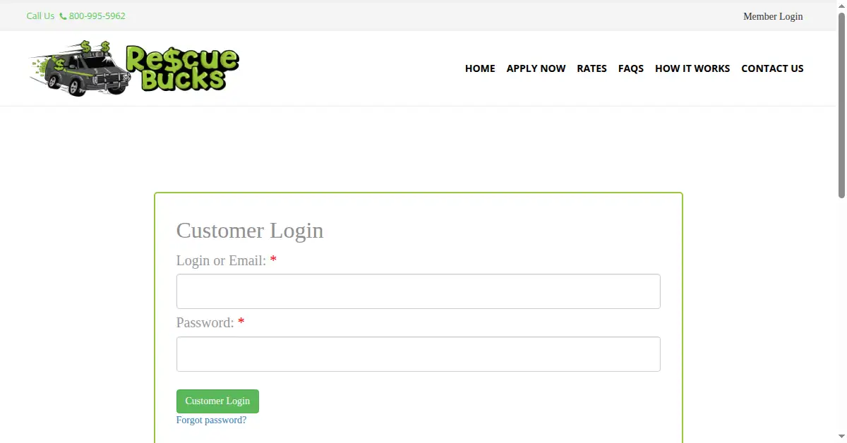 A picture of the homepage of rescuebucks.net