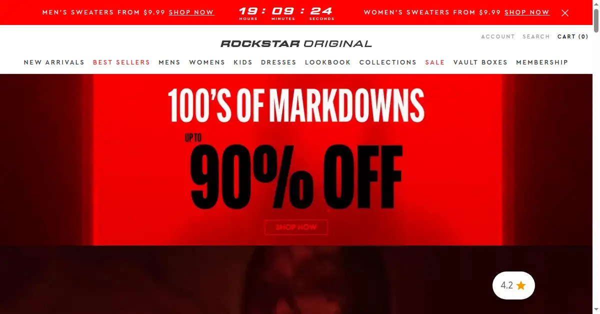 A picture of the homepage of rockstaroriginal.com