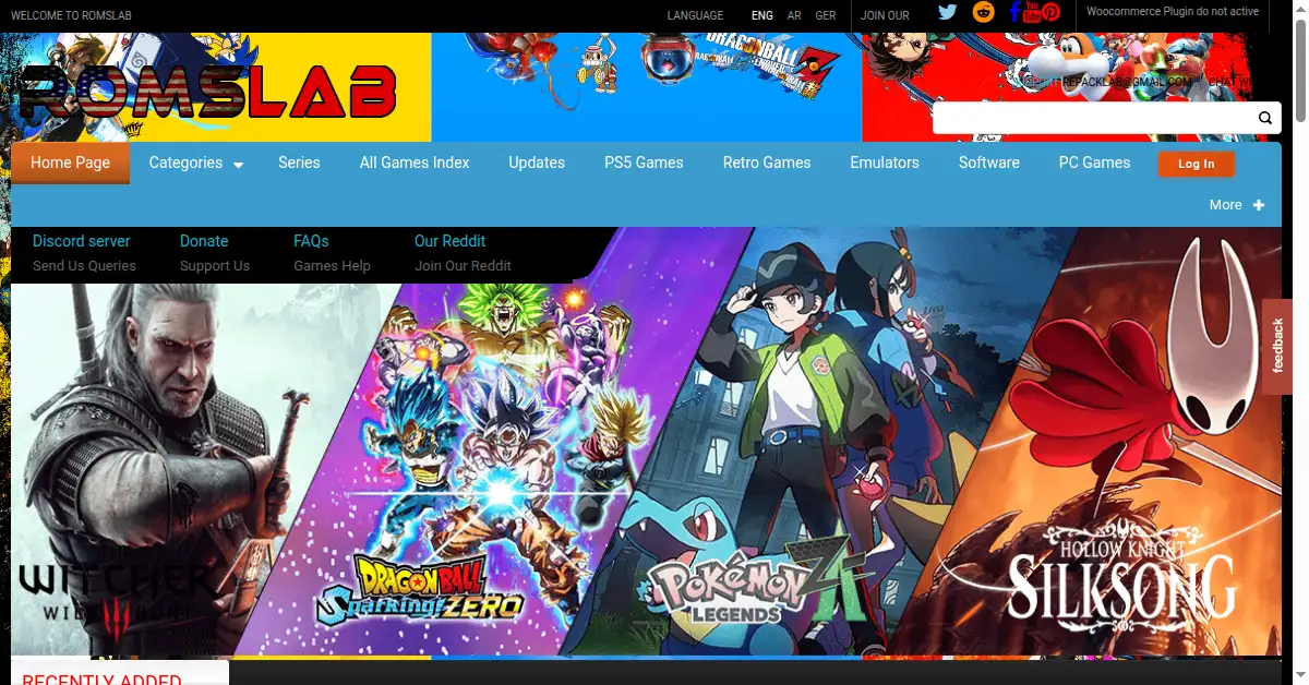 A picture of the homepage of romslab.com